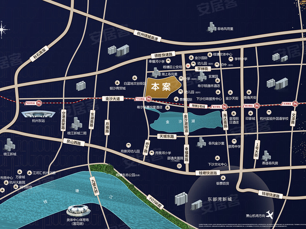 绿城湖映金沙轩,杭州绿城湖映金沙轩房价,楼盘户型,周边配套,交通地图,金沙大道与松合路交叉口 - 安居客
