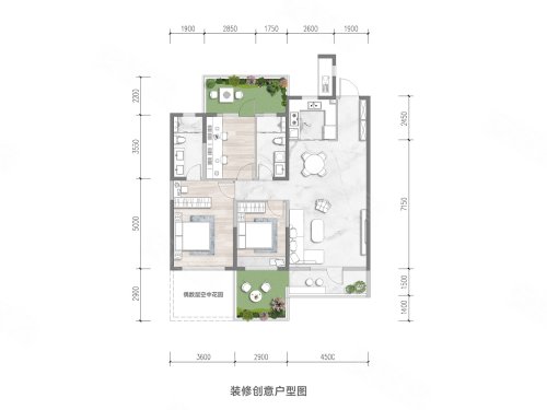 高科紫薇时光云瀚126平户型，高科紫薇时光云瀚3室2厅2卫1厨约126.00平米户型图，朝南朝向 - 西安安居客