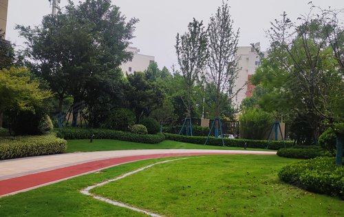 保利文化广场一期尚园目前健康跑道包括绿化景观和楼栋的情况以及小区