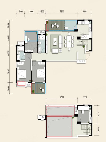 成都楼盘 龙泉驿楼盘 经开区楼盘 华润置地云庭e1户型建筑面积:约136m