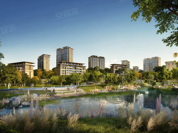 蓝绸带社区楼盘建筑物外景