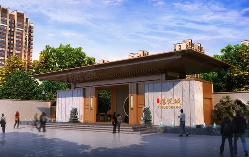 禧悦城动态:古建筑风格,融入现代化气息,从社区大门开始,呈现在眼前的