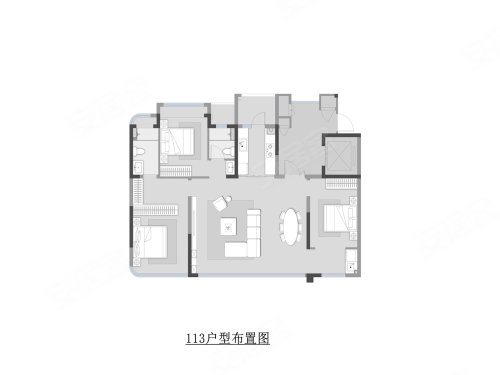四川邦泰悦九章113平米户型,四川邦泰悦九章3室2厅2卫1厨约113.00平米户型图,朝南朝向 - 合肥安居客