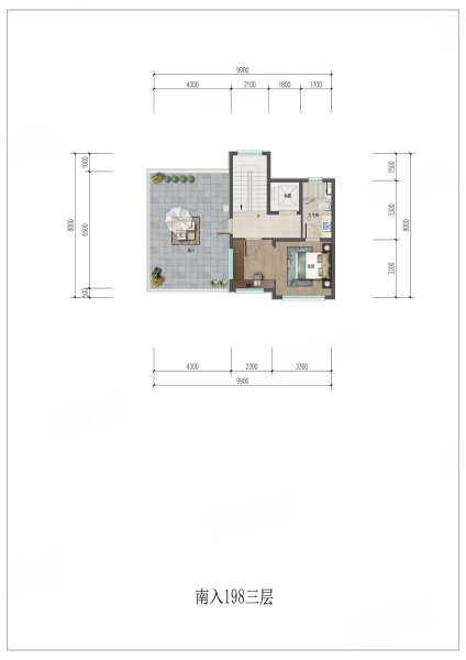 绿城桃花源中式合院198南入户型,绿城桃花源别墅约198.00平米户型图,朝南朝向 - 金华安居客