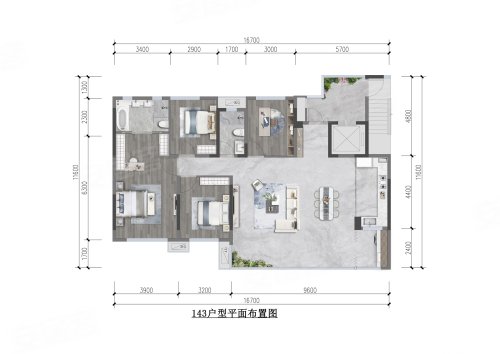邦泰臻境143户型，邦泰臻境4室2厅2卫1厨约143.00平米户型图，朝南北朝向 - 绵阳安居客