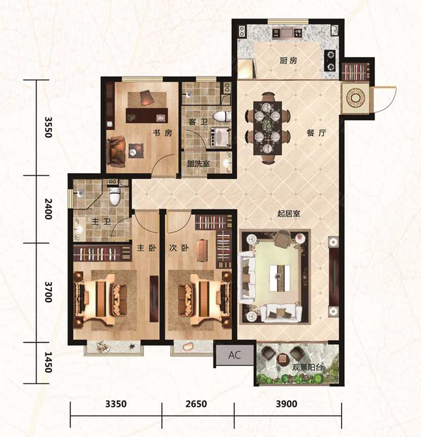 3室2厅2卫 133.61m05关联户型:呼和浩特亿利生态城新推133.