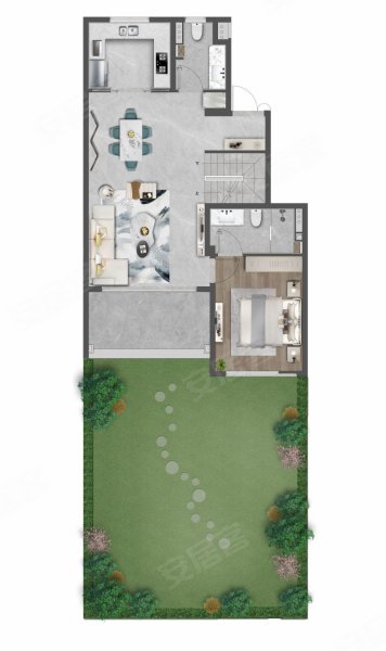 蜀道蓝城桃李春风下叠户型，蜀道蓝城桃李春风别墅约238.00平米户型图，朝南朝向 - 成都安居客