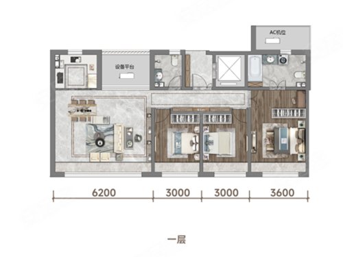 中国铁建·花语天境E户型,中国铁建·花语天境3室2厅2卫1厨约143.00平米户型图,朝南朝向 - 天津安居客