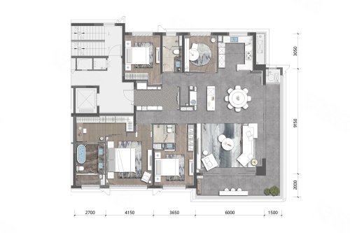 龙湖·云河颂235平米户型,龙湖·云河颂4室2厅3卫1厨约235.00平米户型图,朝南朝向 - 宁波安居客