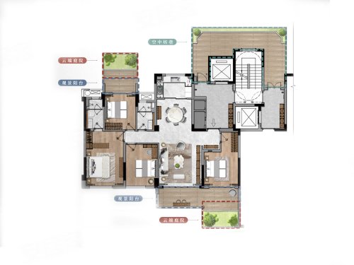 建发缦云148平C户型,建发缦云4室2厅2卫1厨约148.00平米户型图,朝南朝向 - 福州安居客