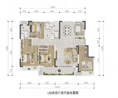 中骏世界城洋房140户型,中骏世界城4室2厅3卫1厨约140.00平米户型图,朝西南朝向 - 昭通安居客
