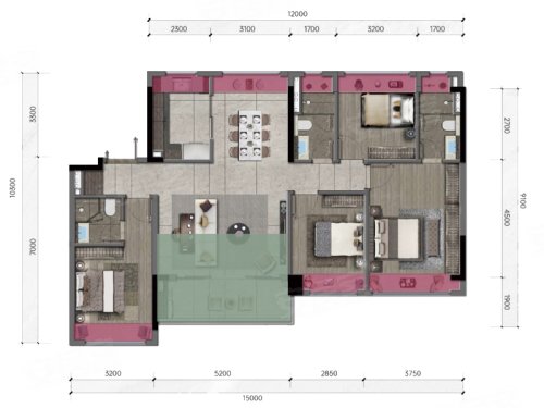 金湾华发新城·华发金湾府A区C区129平米户型,金湾华发新城·华发金湾府4室2厅3卫1厨约129.00平米户型图,朝南朝向 - 珠海安居客
