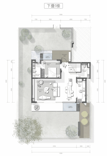 华润置地玺宸上院下叠户型,华润置地玺宸上院别墅约199.00平米户型图,朝西南朝向 - 成都安居客