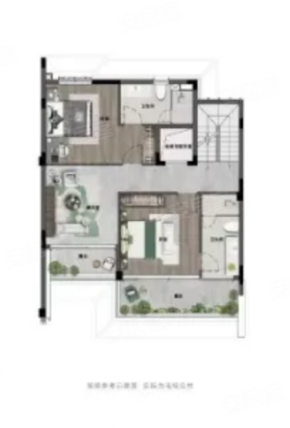 中天樾青岚207方望樾户型,中天樾青岚别墅约207.00平米户型图,朝南朝向 - 杭州安居客