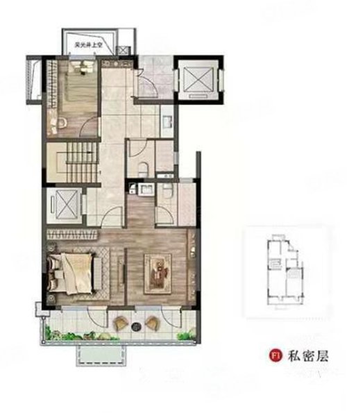 金科·观天下春晓下叠A户型,金科·观天下别墅约82.00平米户型图,朝南北朝向 - 句容安居客