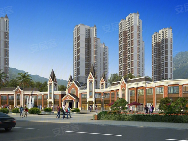 筠城南山春天楼盘建筑物外景