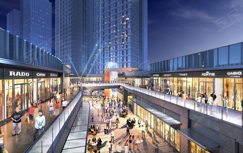 华润万象域项目建成后楼下全长400米开放式商业街区效果图