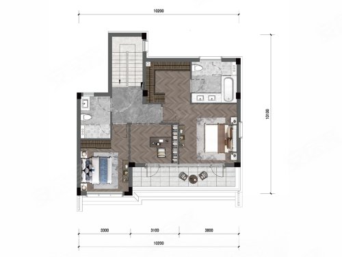 绿城·云栖桃花源合院211㎡南入户型，绿城·云栖桃花源别墅约211.00平米户型图，朝南朝向 - 宁波安居客
