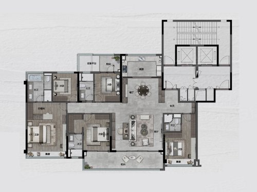 建发云启之江P户型,建发云启之江5室2厅4卫1厨约229.00平米户型图,朝南朝向 - 杭州安居客