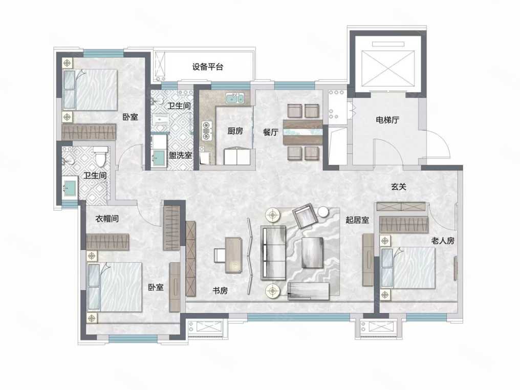 4室2厅2卫 143m05,4室2厅2卫 134m05关联户型:千城·柏悦湾二期新