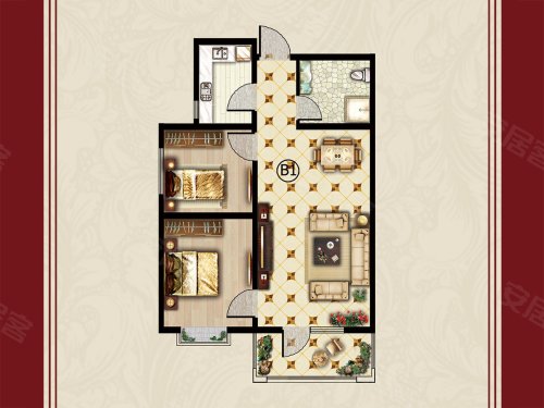 龙城半岛三期e2户型,龙城半岛三期3室2厅1卫1厨约110.