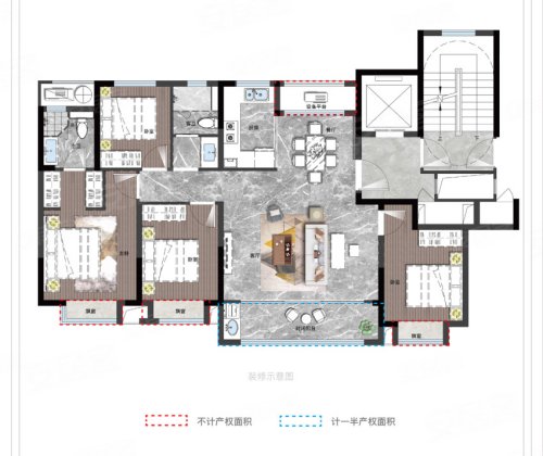 明呈云泰璟园B1户型,明呈云泰璟园4室2厅2卫1厨约130.00平米户型图,朝南朝向 - 金华安居客