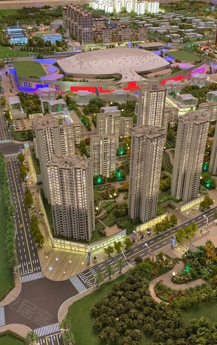 中国摩楼盘 全景沙盘规划 2000亩文旅大城 公园旁 双轻轨房 配套齐全