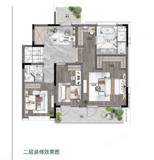 朗诗樾府263下叠12F，朗诗樾府4室3厅4卫1厨约263.00平米户型图，朝南朝向 - 苏州安居客