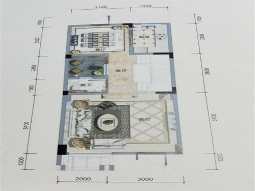英郦庄园桥郡A户型,英郦庄园桥郡别墅约255.00平米户型图,朝南朝向 - 绵阳安居客