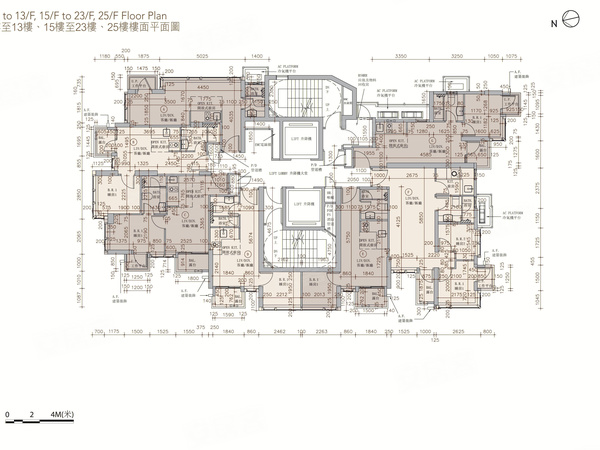利·晴灣239樓至13樓、15樓至23樓、25樓樓面平面圖