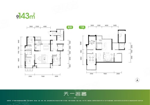 天一名著143跃层户型，天一名著8室4厅4卫1厨约267.00平米户型图，朝南北朝向 - 邢台安居客