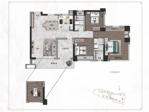 保利琅悦建面121平米户型,保利琅悦4室2厅2卫1厨约121.00平米户型图,朝南北朝向 - 佛山安居客