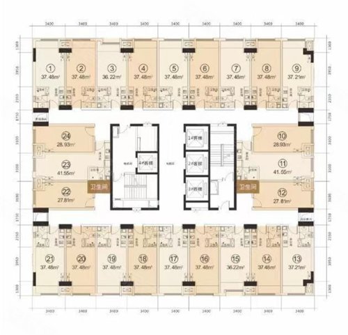 金地自在城K3三期-A座，金地自在城商办约27.81平米户型图，朝南北朝向 - 武汉安居客