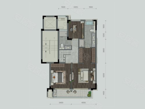 杭房首望澜翠府中叠户型,杭房首望澜翠府别墅约173.00平米户型图,朝南朝向 - 杭州安居客