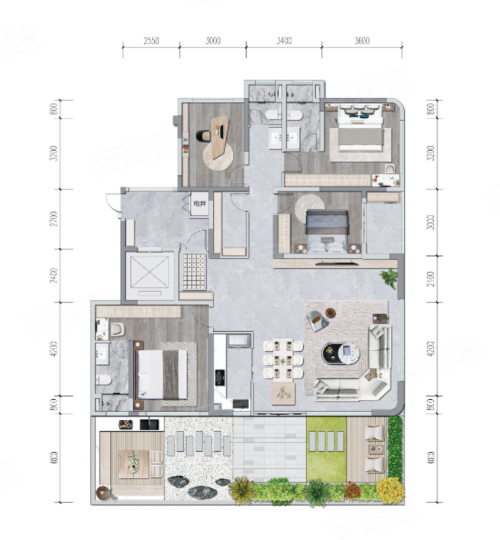 建投轩楹学府C1，建投轩楹学府4室2厅3卫1厨约165.00平米户型图，朝南北朝向 - 昆明安居客