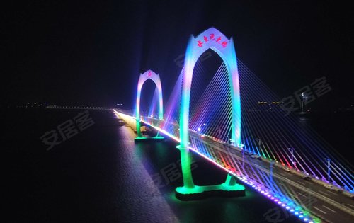 跨海大桥夜景从项目到一滩到华侨城旅游岛一桥之隔