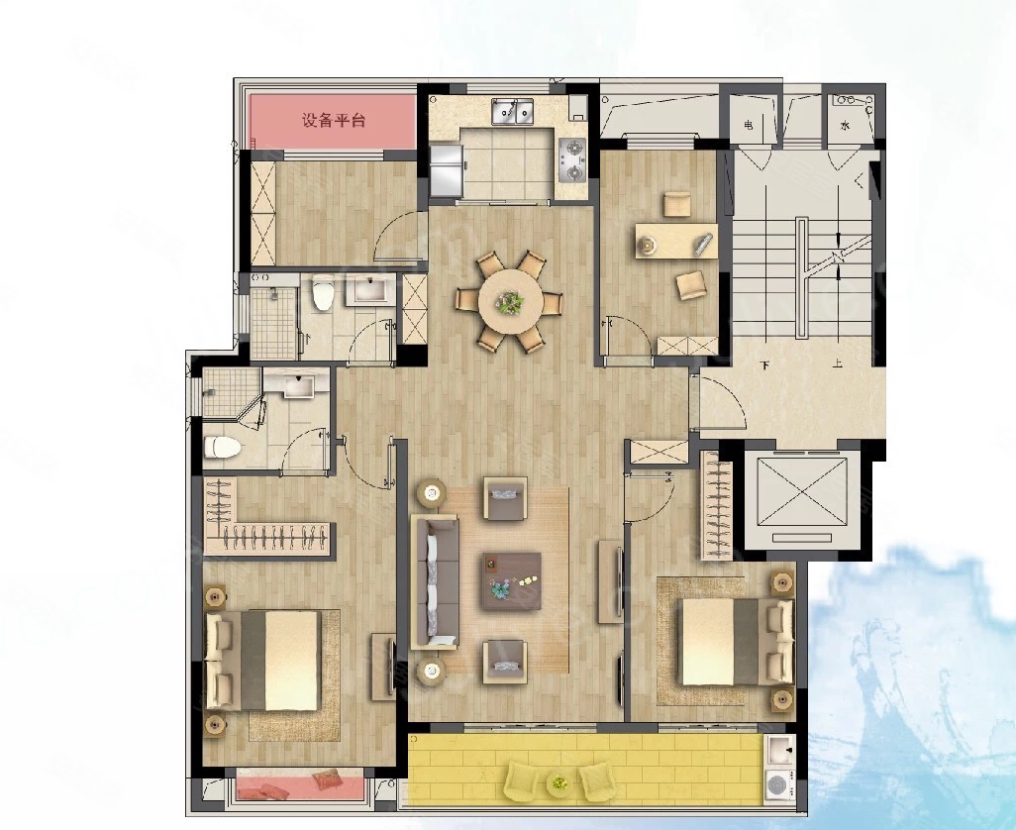 4室2厅2卫 131m05,3室2厅2卫 118m05关联户型:荣安侯潮府新推89㎡