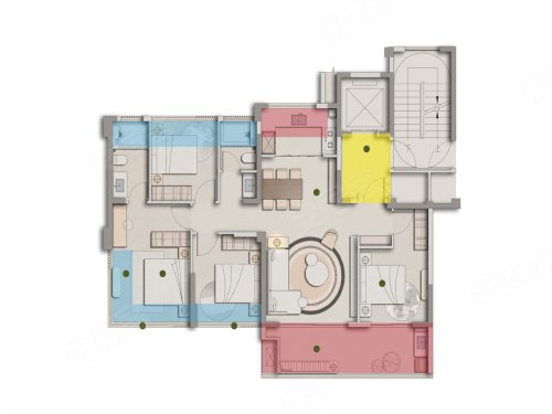 建总瑞璟127平D户型,建总瑞璟4室2厅2卫1厨约127.00平米户型图,朝南朝向 - 福州安居客
