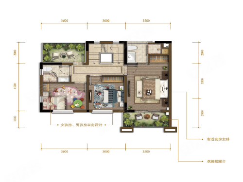 俊峰山万里上叠户型，俊峰山万里别墅约108.79平米户型图，朝南朝向 - 重庆安居客