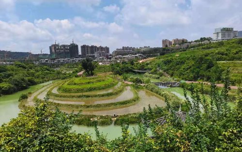 贵阳龙洞堡多彩贵州城整个生态的森林覆盖率高达80