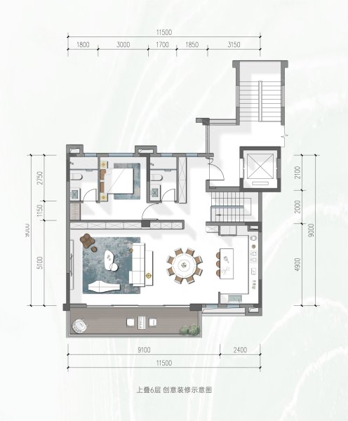 华润置地上璟润府润玺上叠,华润置地上璟润府别墅约206.00平米户型图,朝东西朝向 - 成都安居客