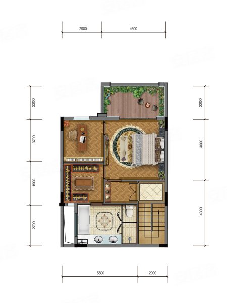 华侨城天澜美墅套内236㎡中户户型,华侨城天澜美墅别墅约244.00平米户型图,朝南朝向 - 重庆安居客