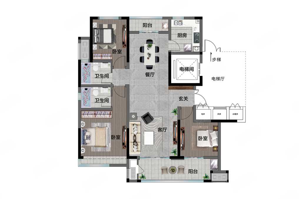 3室2厅2卫 127m05关联户型:民权建业新筑127m05户型样板间已于