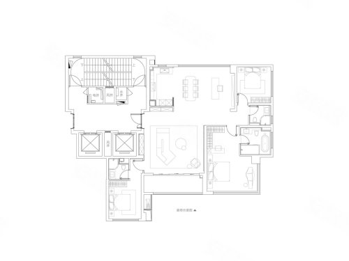 建发朗玥宸玥户型，建发朗玥3室2厅3卫1厨约183.00平米户型图，朝南北朝向 - 武汉安居客