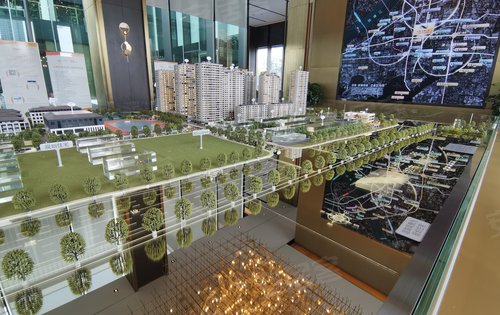 闻博花城沙盘图涵养大盘项目代建一个幼儿园和小学