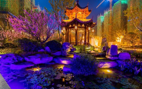 岳阳恒大华府新中式实景园林夜景