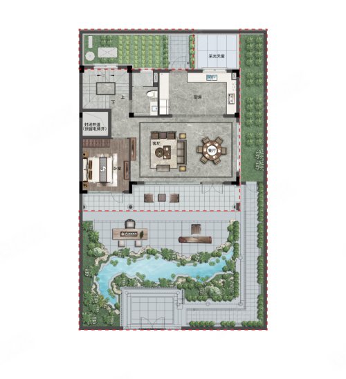蓝城云栖江南院234方B2户型，蓝城云栖江南院别墅约234.00平米户型图，朝南朝向 - 绍兴安居客