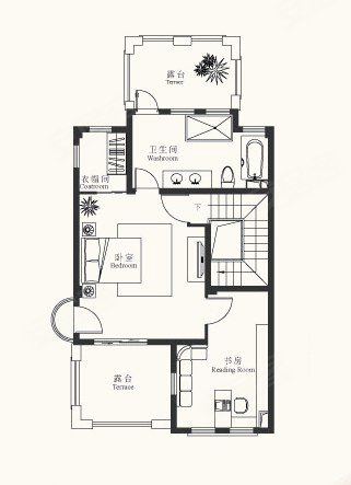 龙湖滟澜山B1，龙湖滟澜山别墅约240.00平米户型图，朝南朝向 - 上海安居客