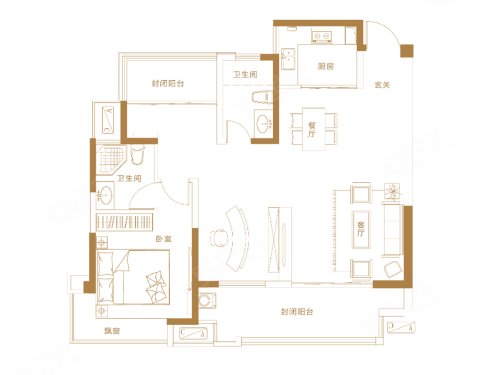 光明府高层117平米户型,光明府1室2厅2卫1厨约117.00平米户型图,朝南朝向 - 合肥安居客