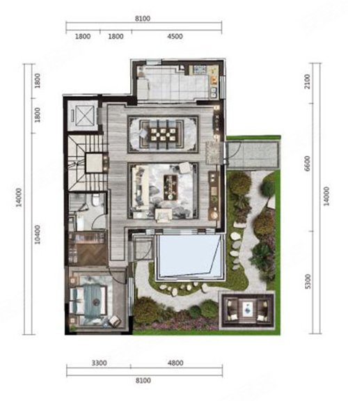 中铁·诺德阅墅下叠户型,中铁·诺德阅墅低密住宅约300.00平米户型图,朝南朝向 - 北京安居客